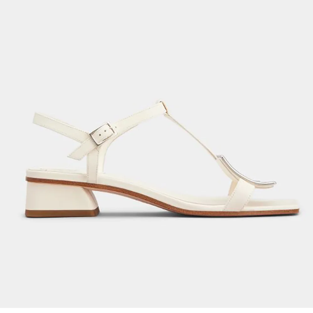 Roger Vivier Bikiviv' Metal Buckle Sandals in Leather for Women in White Roger Vivier Bikiviv' Metal Buckle Sandals in Leather for Women in White