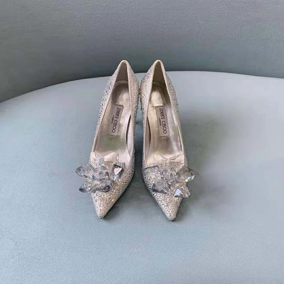 Jimmy Choo Avril Crystal Covered Pointy Toe Pumps for Women