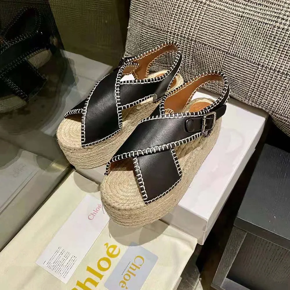 Chloe Lucinda Platform Espadrille in 6cm Heel Height for Women in Black Chloe Lucinda Platform Espadrille in 6cm Heel Height for Women in Black