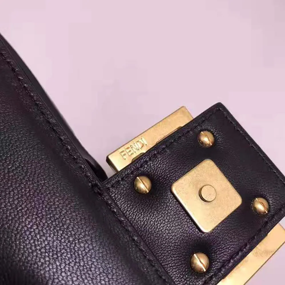 Fendi Baguette Chain Black Nappa Leather Bag for Women