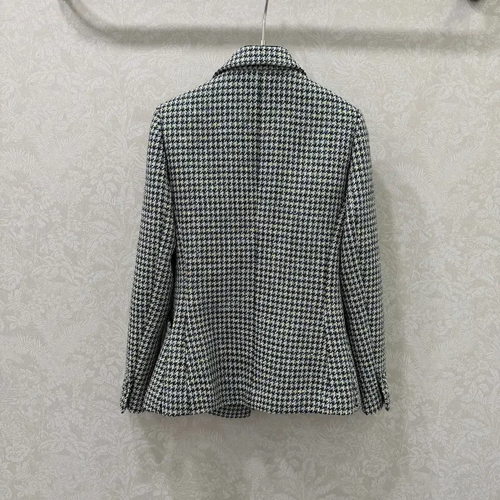 Dior Bar Jacket Black and White Houndstooth Virgin Wool Blend with Multicolor Sequins for Women