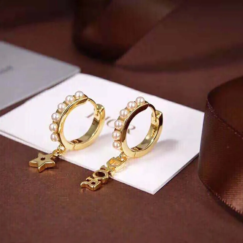 Dior Dio(r)evolution Earrings Gold-Finish Metal and White Resin Pearls for Women