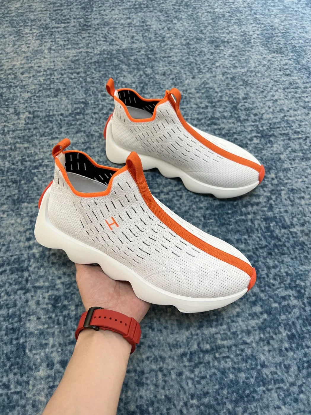 Hermes Eclair Sneakers White in Orange Hermes Eclair Sneakers White in Orange