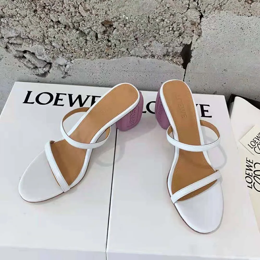 Loewe Soap Sandal in Goatskin 9cm Heel Height for Women in White