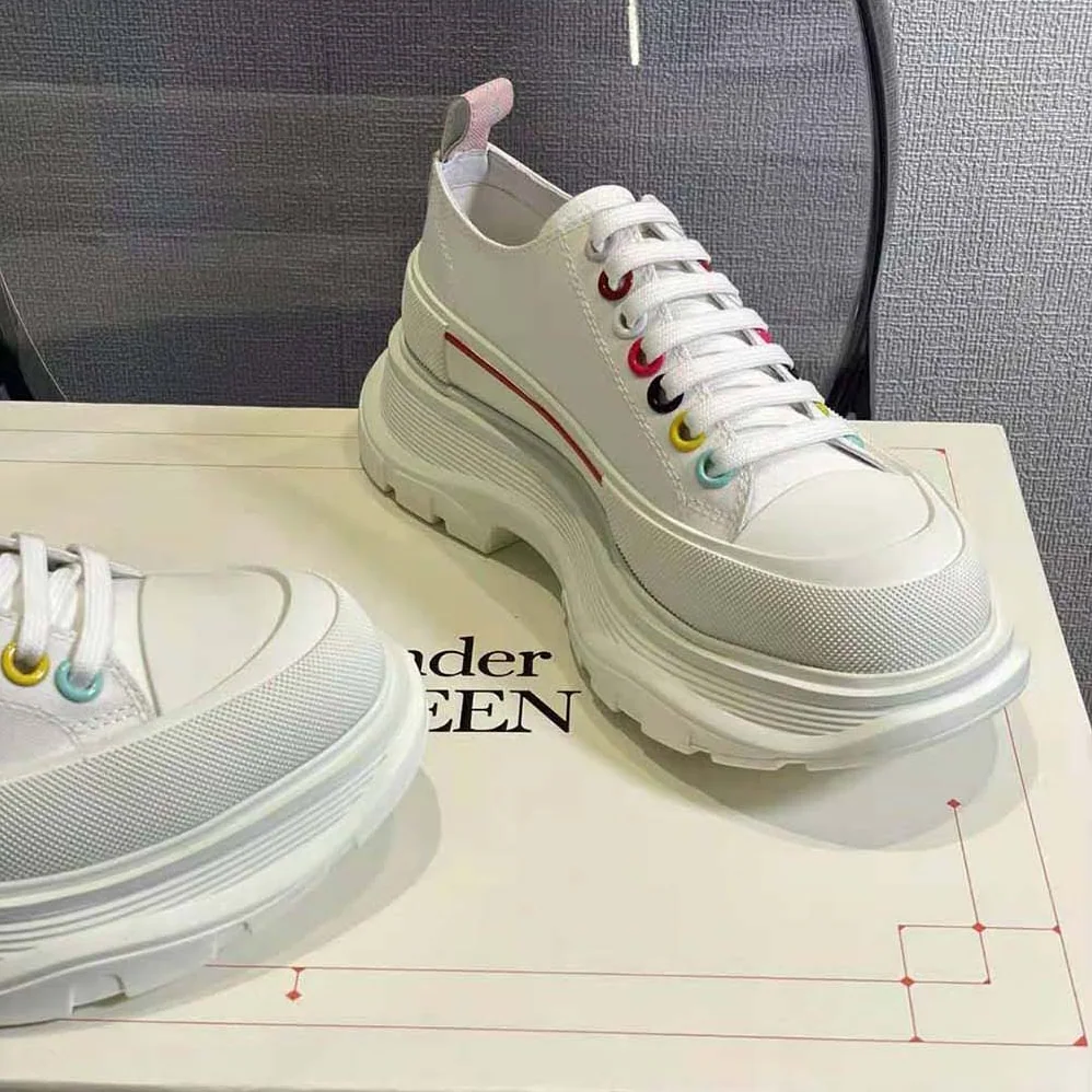 Alexander Mcqueen White Canvas Tread Slick Lace Up for Women Alexander Mcqueen White Canvas Tread Slick Lace Up for Women