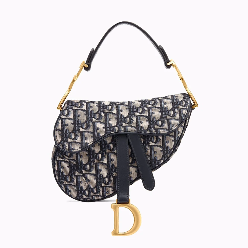 Dior Mini Saddle Bag in Blue Canvas for Women Dior Mini Saddle Bag in Blue Canvas for Women