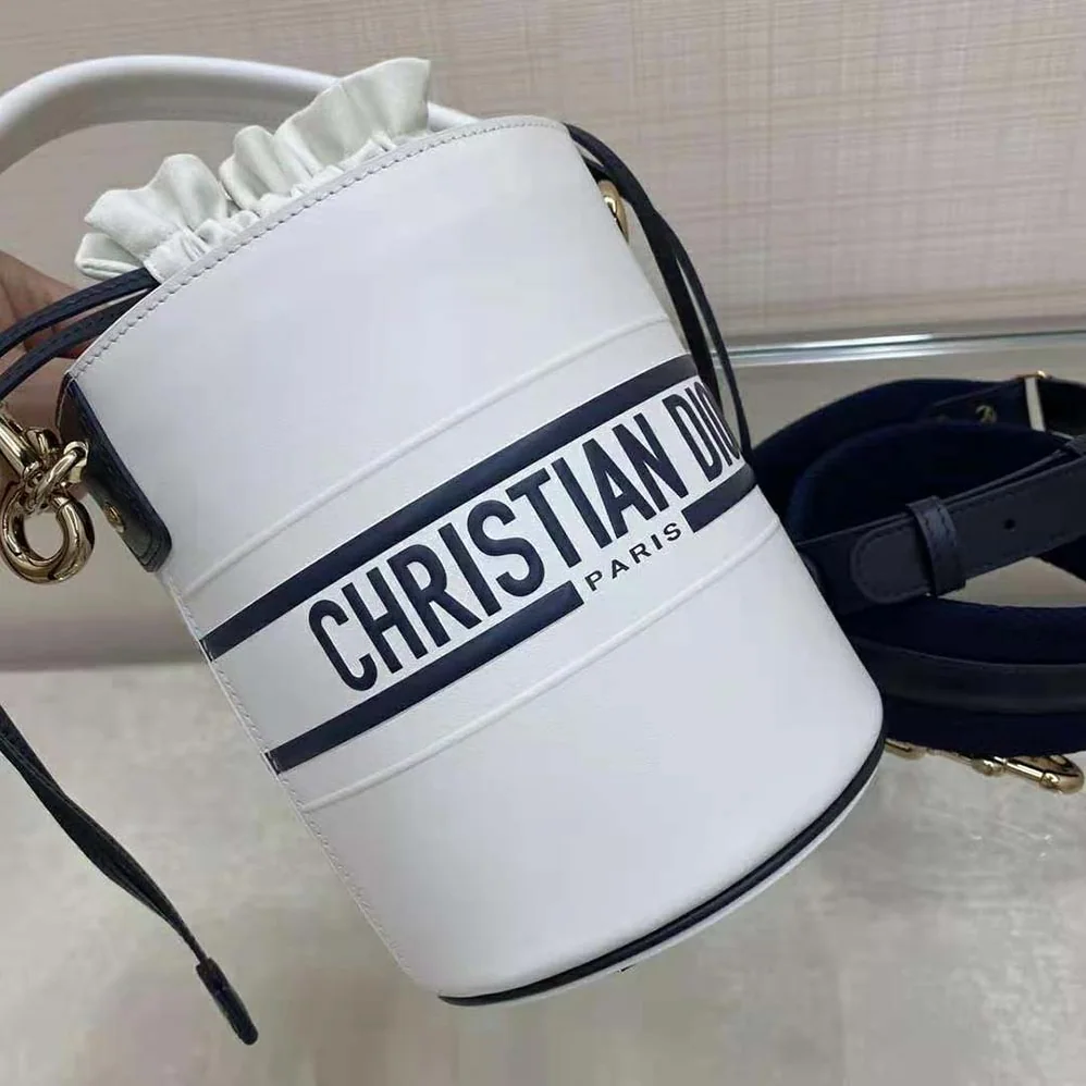 Dior Small Dior Vibe Bucket Bag White and Blue Smooth Calfskin for Women