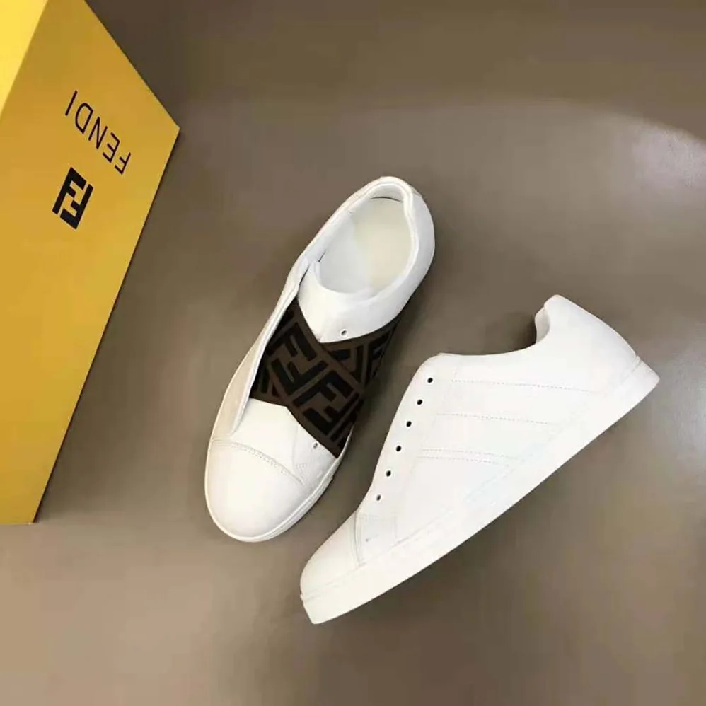 Fendi Sneakers White Leather Slip for Men in ons