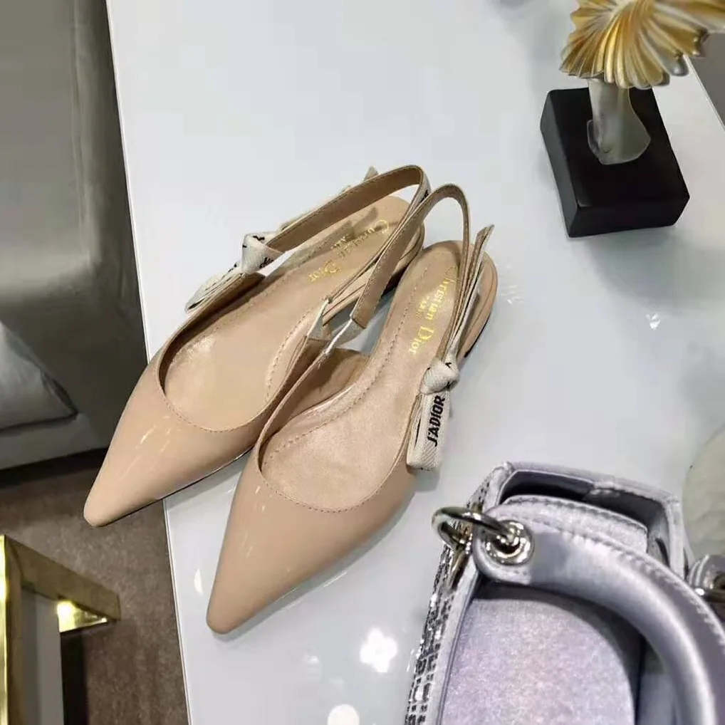 Dior J'adior Patent Calfskin Ballet Pump in 1cm Heel for Women in Sandy