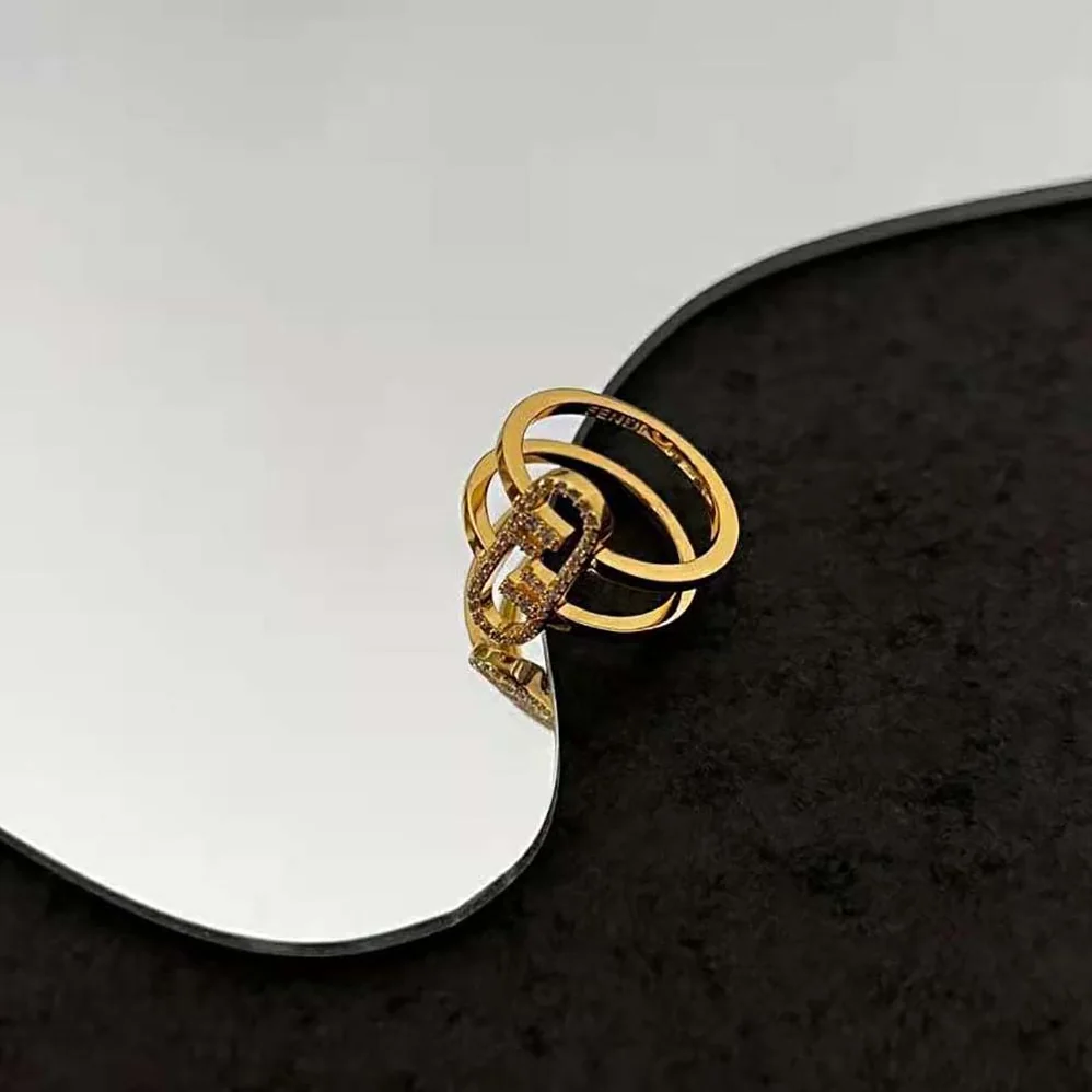Fendi Wide-band Ring with Fendi O'Lock Motif for Women Fendi Wide-band Ring with Fendi O'Lock Motif for Women