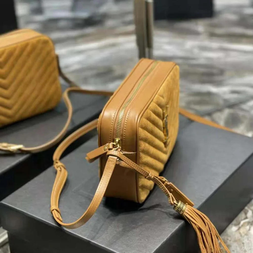 Saint Laurent YSL Lou Camera Bag in Quilted Suede and Smooth Leather for Women