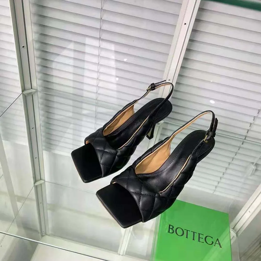 Bottega Veneta Padded Slingback Sandal in 9 cm Heel Height for Women in Black Bottega Veneta Padded Slingback Sandal in 9 cm Heel Height for Women in Black