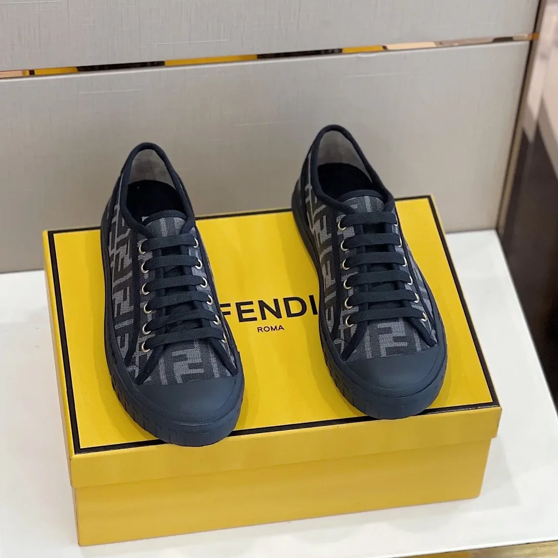 Fendi Domino Fabric Sneakers Black Fendi Domino Fabric Sneakers Black