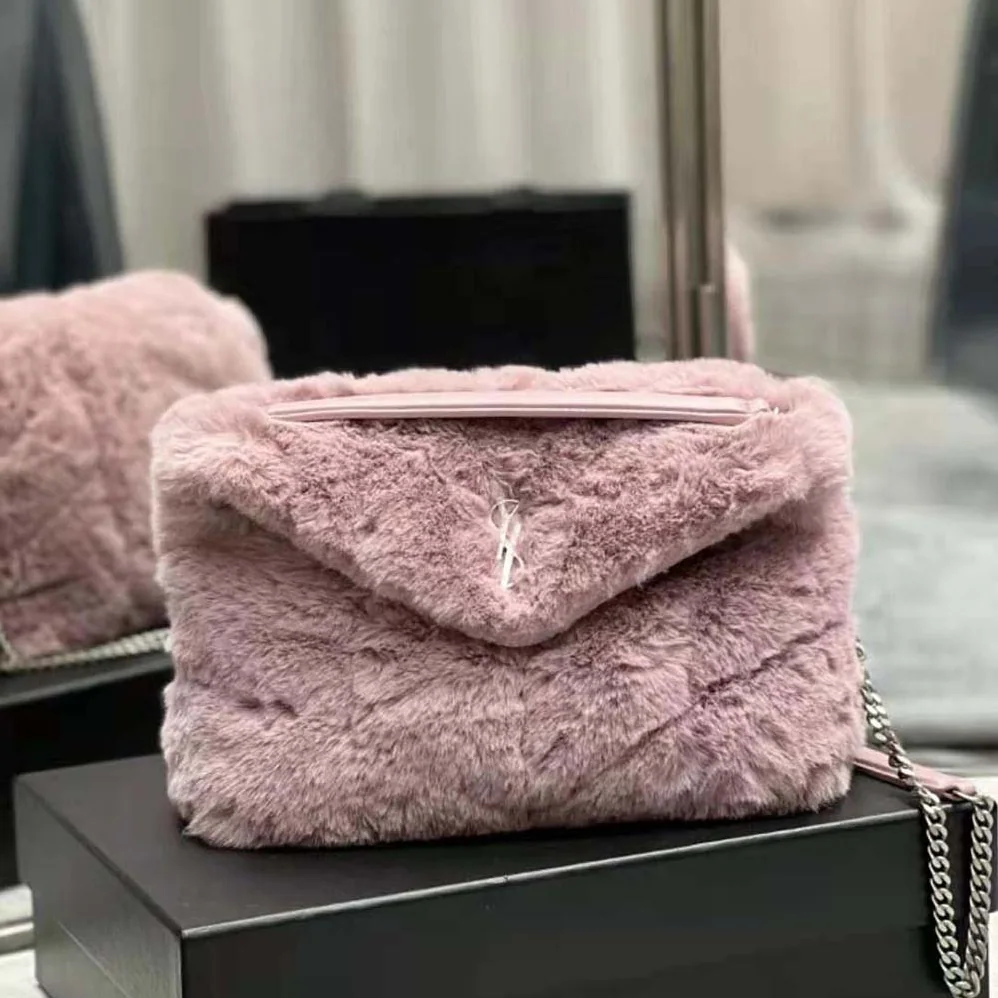 Saint Laurent YSL Puffer Small Bag in Merino Shearling and Lambskin for Women Saint Laurent YSL Puffer Small Bag in Merino Shearling and Lambskin for Women