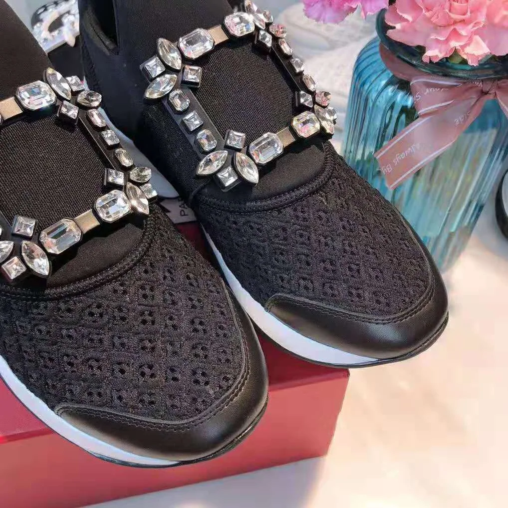 Roger Vivier Viv' Run Strass Buckle Sneakers for Women in Black Roger Vivier Viv' Run Strass Buckle Sneakers for Women in Black