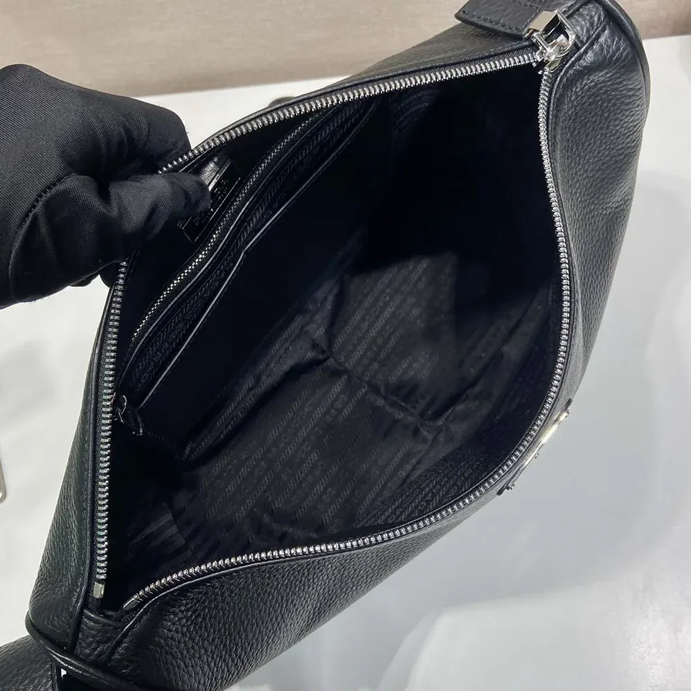 Prada Medium Leather Shoulder Bag for Unisex in Black Prada Medium Leather Shoulder Bag for Unisex in Black