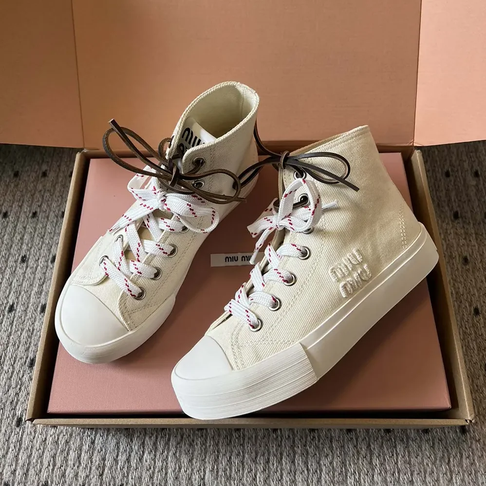 Miu Miu Washed Denim High for Women in top Sneakers Miu Miu Washed Denim High for Women in top Sneakers