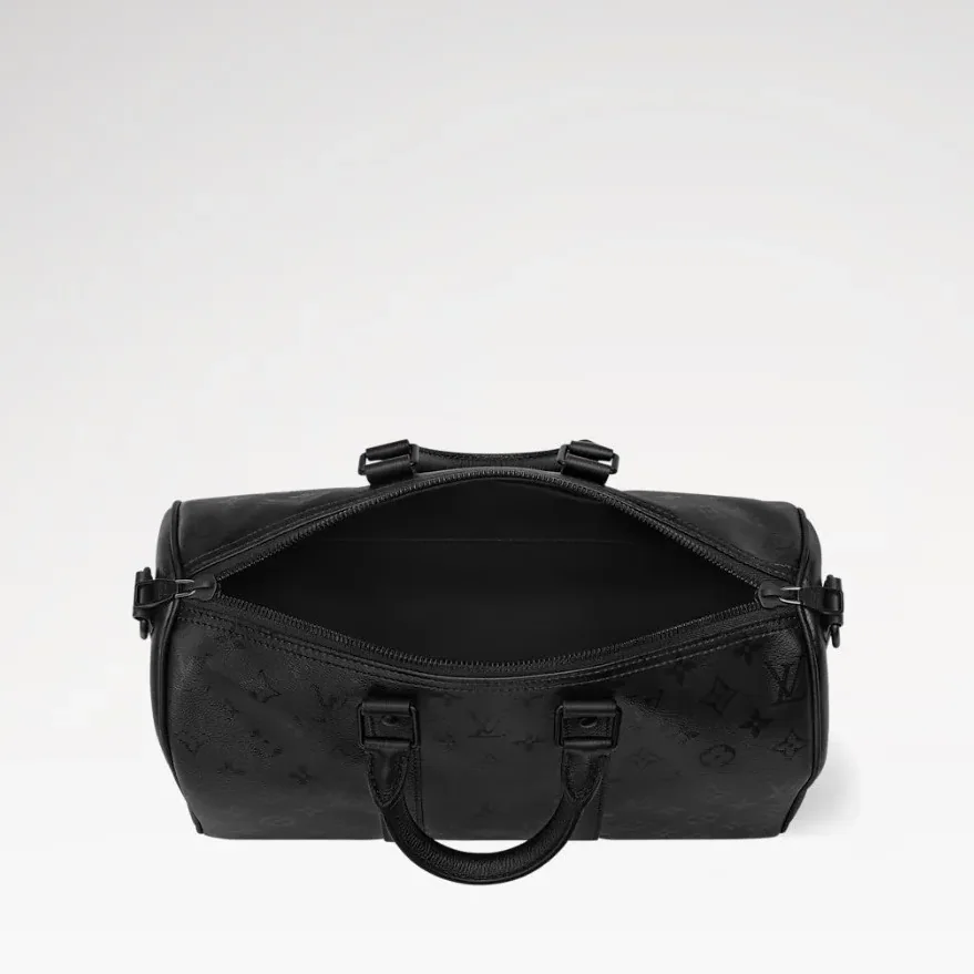 Louis Vuitton Keepall Bandouliere 35 Travel Bag / Black Monogram Midnight Black Hardware