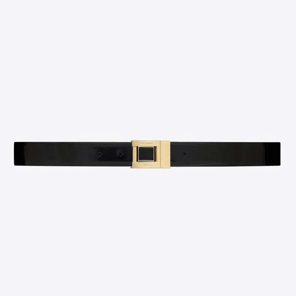 Saint Laurent YSL La 76 Buckle Belt in Brushed Leather and Enamel for Women Saint Laurent YSL La 76 Buckle Belt in Brushed Leather and Enamel for Women