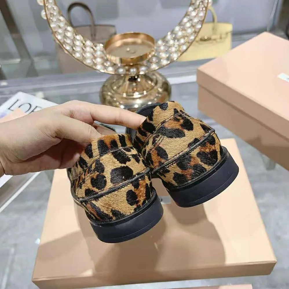 Miu Miu Leopard-print Calf Hair for Women in effect Loafers