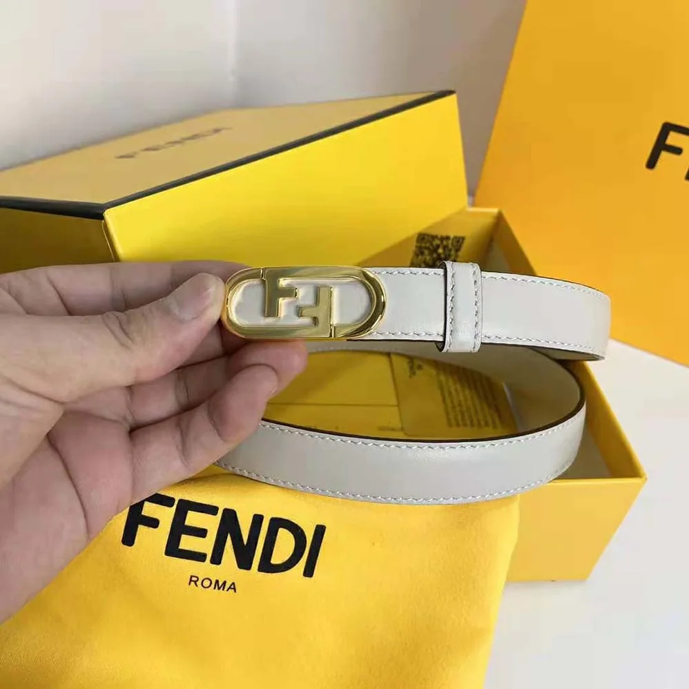 Fendi Narrow Belt with Loop and Fendi O Lock Stud Buckle for Women