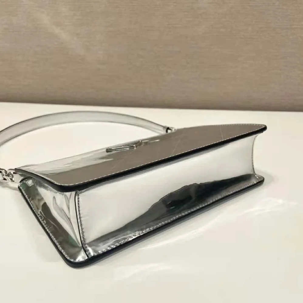 Prada Metallic Leather Mini-Bag for Women in Silver Prada Metallic Leather Mini-Bag for Women in Silver