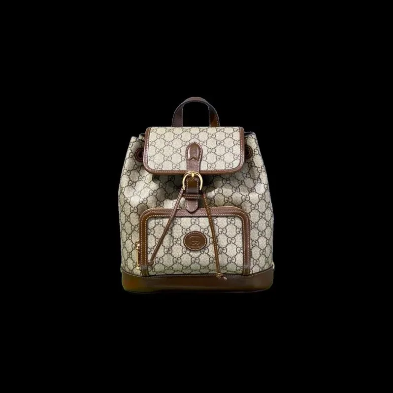 Gucci Backpack With Interlocking G Beige And Ebony GG Supreme Canvas Brown / Gucci Backpack With Interlocking G Beige And Ebony GG Supreme Canvas Brown /