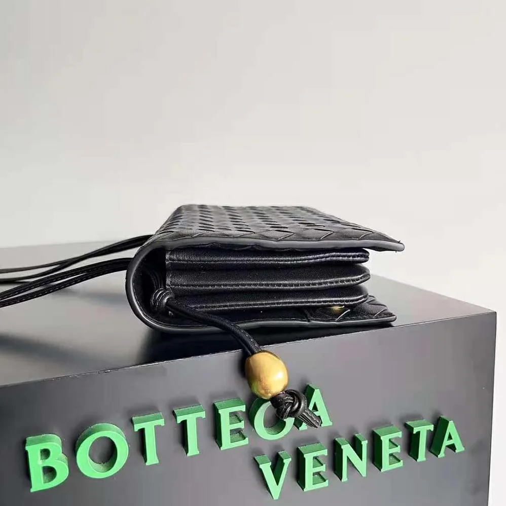 Bottega Veneta Trio Pouch On Strap Mini Intrecciato Leather Shoulder Bag for Women in Black Bottega Veneta Trio Pouch On Strap Mini Intrecciato Leather Shoulder Bag for Women in Black