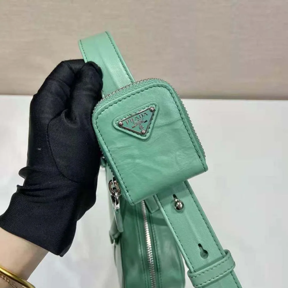 Prada Medium Antique Nappa Leather Top Handle Bag for Women in Green Prada Medium Antique Nappa Leather Top Handle Bag for Women in Green