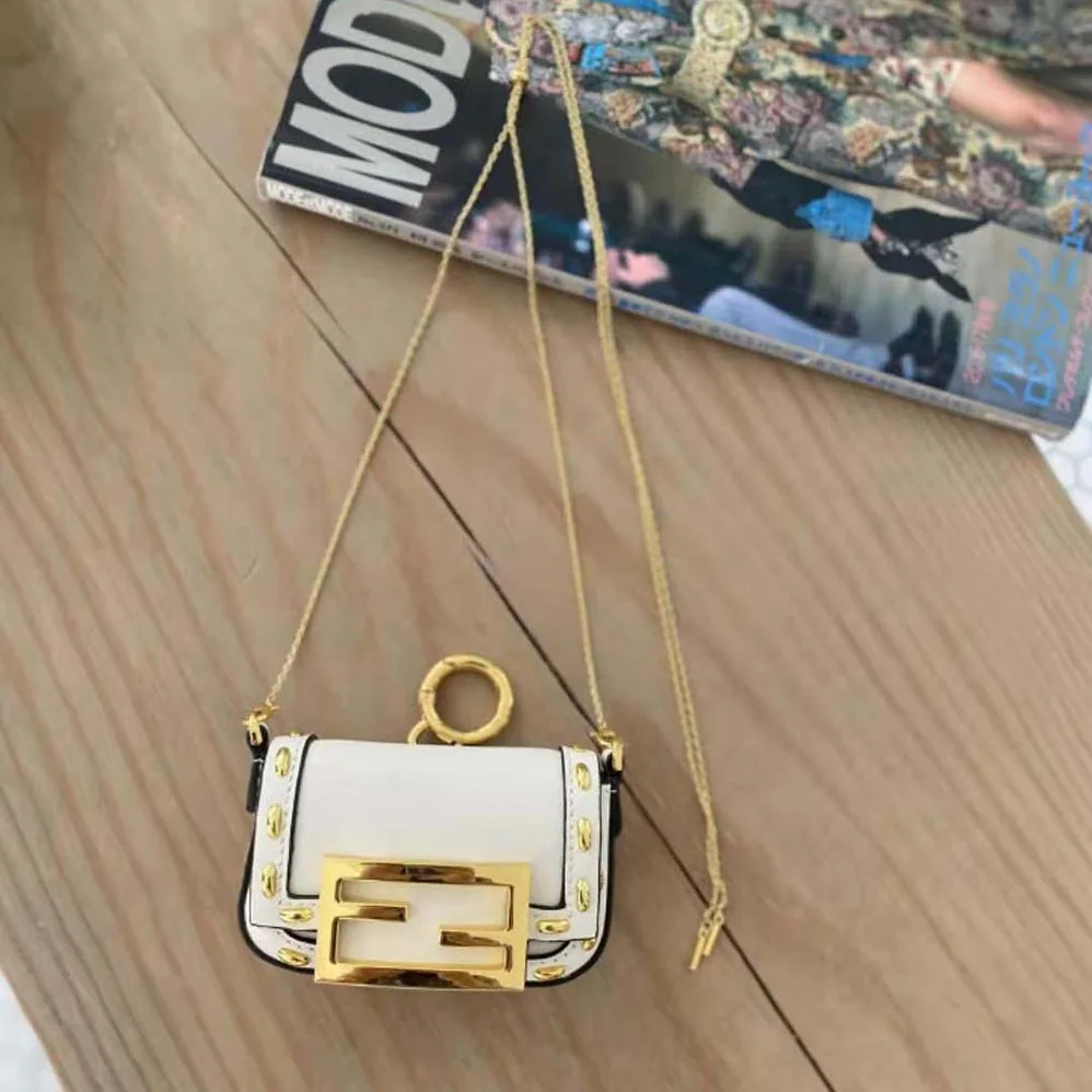 Fendi Nano Baguette White Nappa Leather Charm for Women