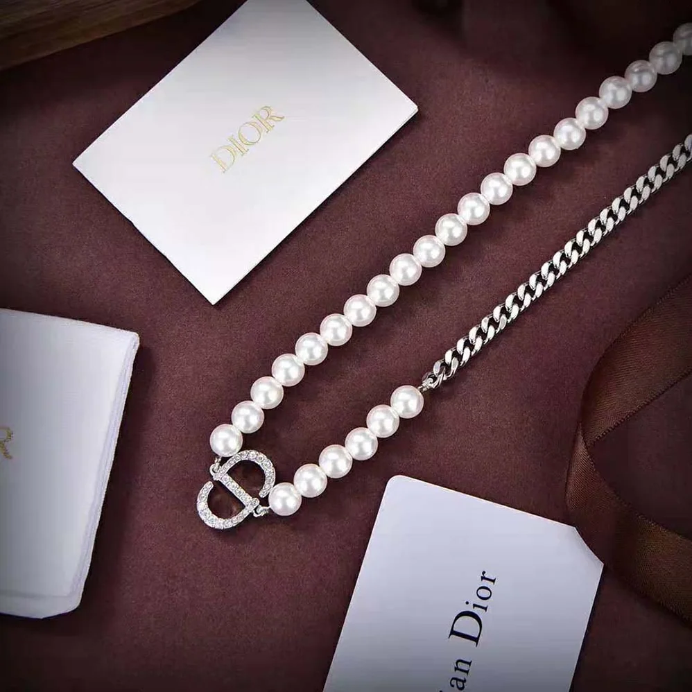 Dior 30 Montaigne Long Necklace Silver-Finish Metal and Silver for Women in Tone Crystals