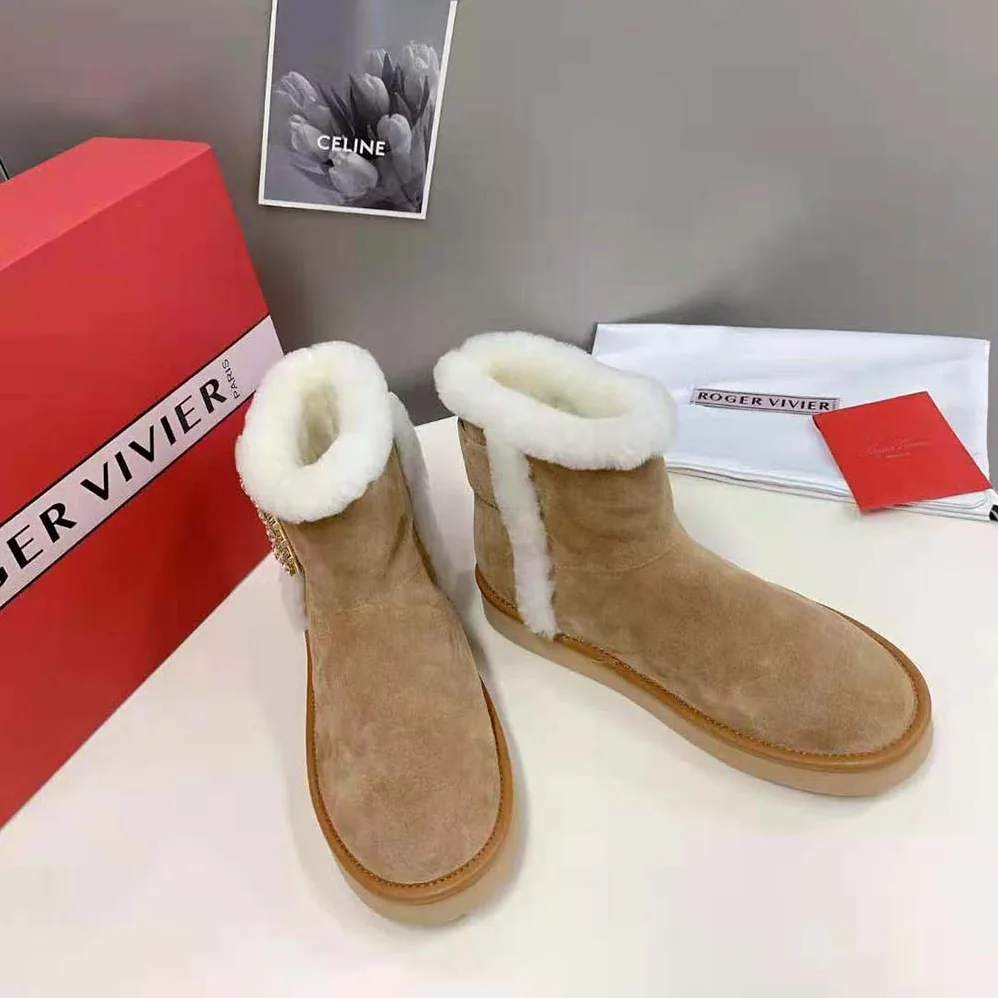 Roger Vivier Winter Viv' Strass Buckle Booties in Suede for Women Roger Vivier Winter Viv' Strass Buckle Booties in Suede for Women