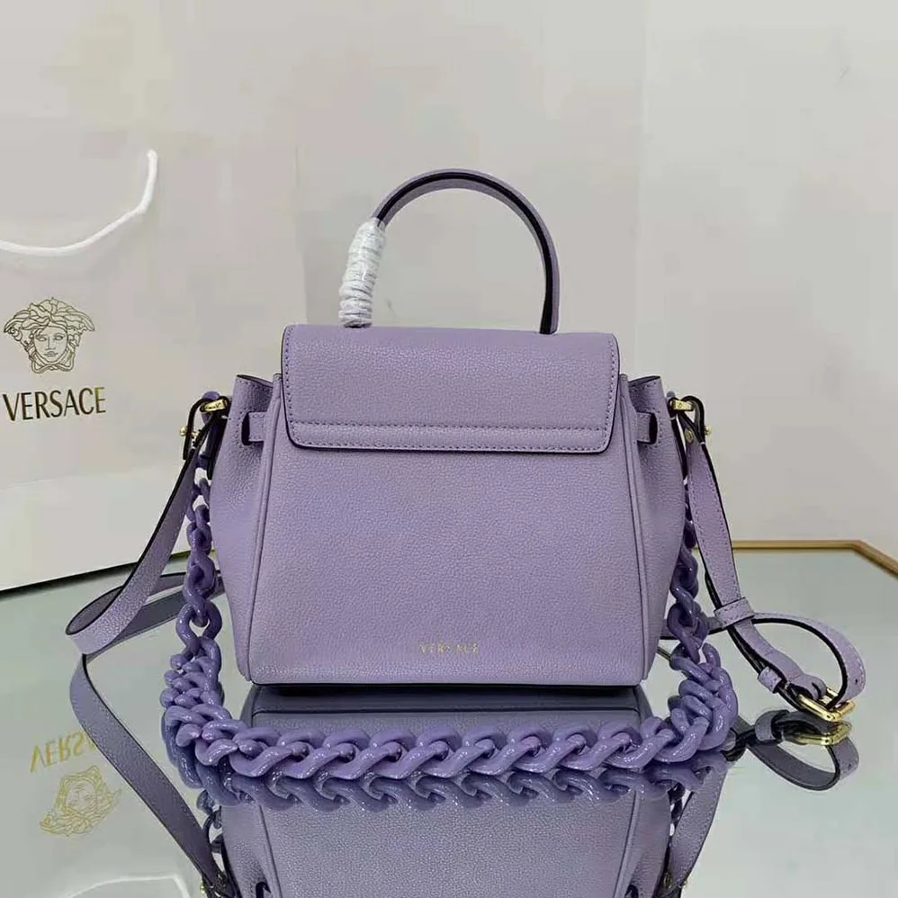Versace La Medusa Small Handbag Crafted From Premium Leather for Women in Purple Versace La Medusa Small Handbag Crafted From Premium Leather for Women in Purple