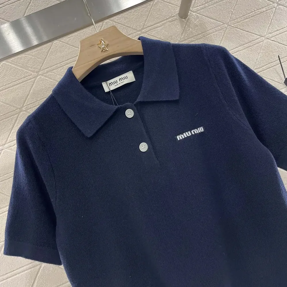 Miu Miu Cotton Piqué Polo Shirt for Women Miu Miu Cotton Piqué Polo Shirt for Women