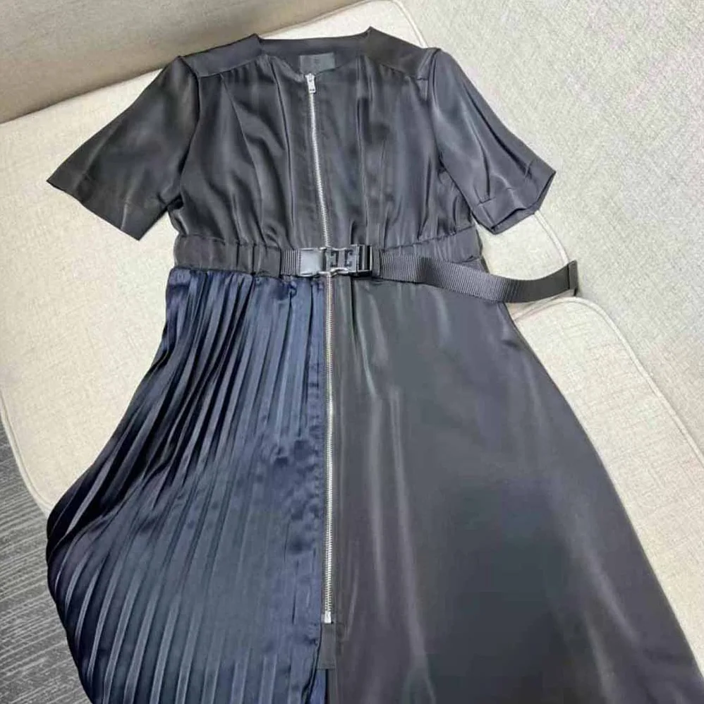 Givenchy Asymmetric Dress in Silk with Metallic Details for Women in Black