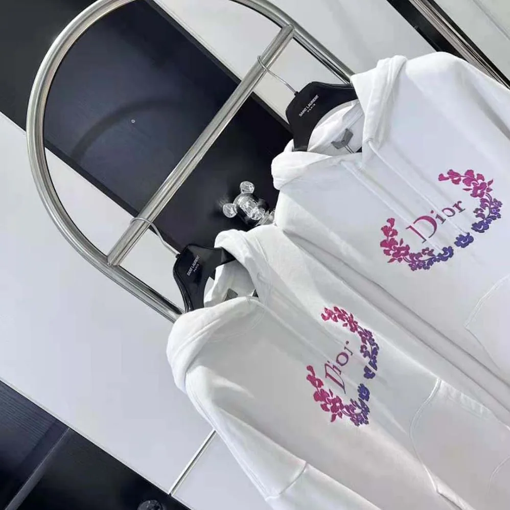Dior Relaxed-Fit Hooded Sweatshirt White Cotton Fleece for Men Dior Relaxed-Fit Hooded Sweatshirt White Cotton Fleece for Men