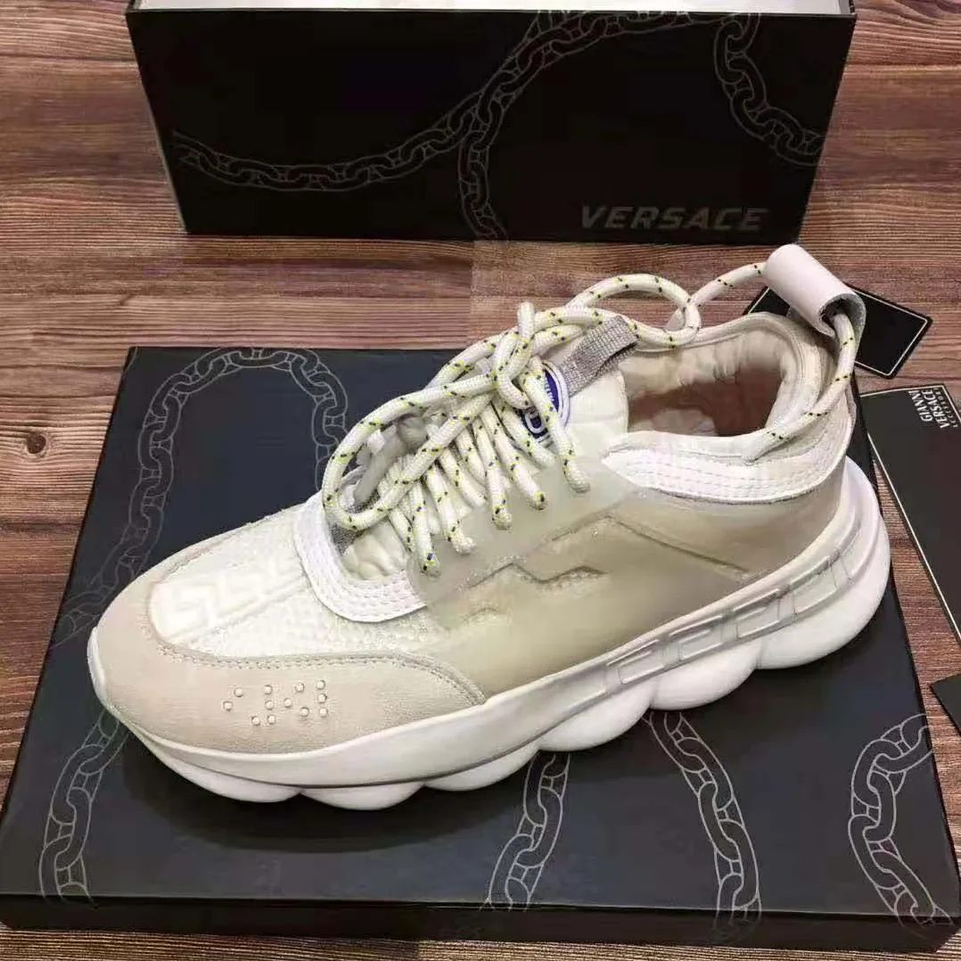 Versace Chain Reaction Sneakers for Men in White Versace Chain Reaction Sneakers for Men in White