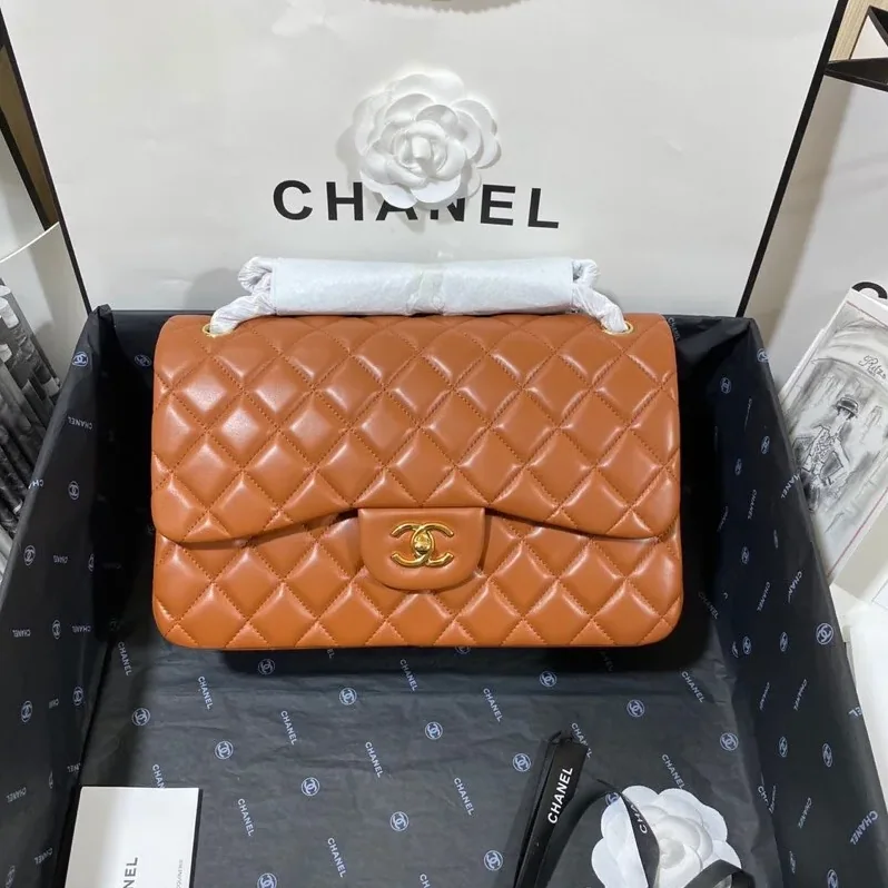 Chanel Classic Double Flap Bag Large Crossbody in Brown Gold Hardware Chanel Classic Double Flap Bag Large Crossbody in Brown Gold Hardware
