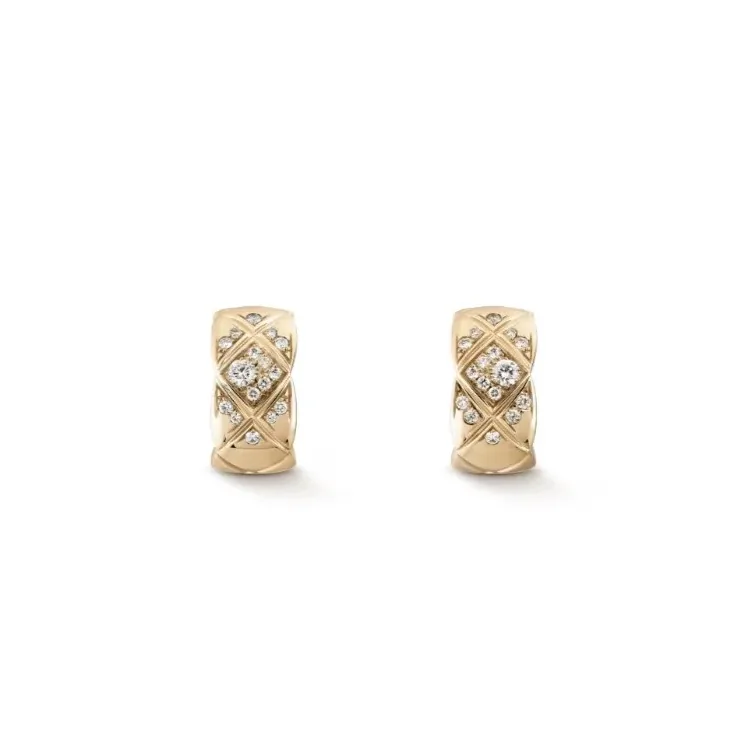 Chanel Coco Crush Earrings Beige Gold