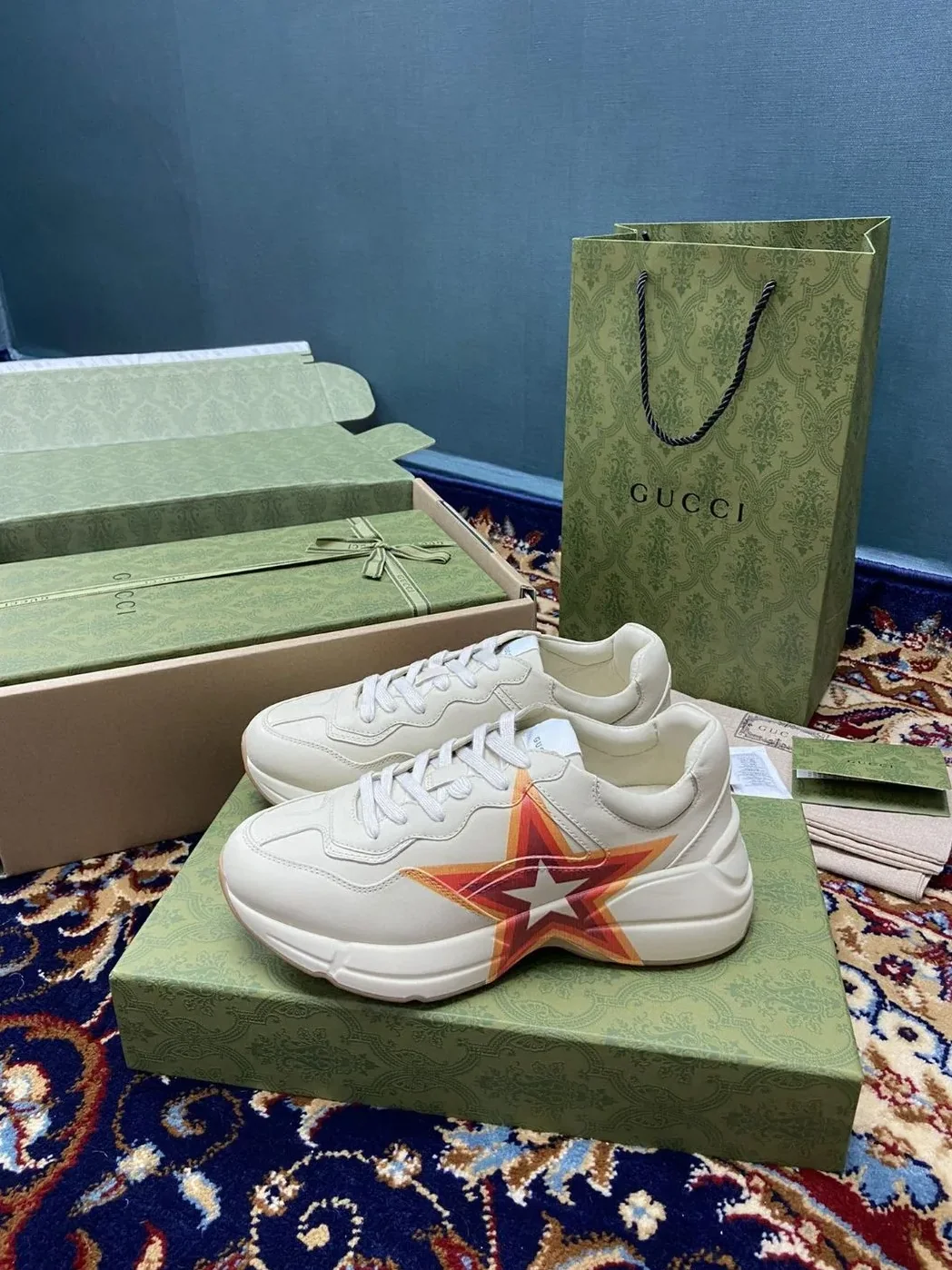 Gucci Rhyton Sneakers With Logo Print White Ivory for Women Gucci Rhyton Sneakers With Logo Print White Ivory for Women