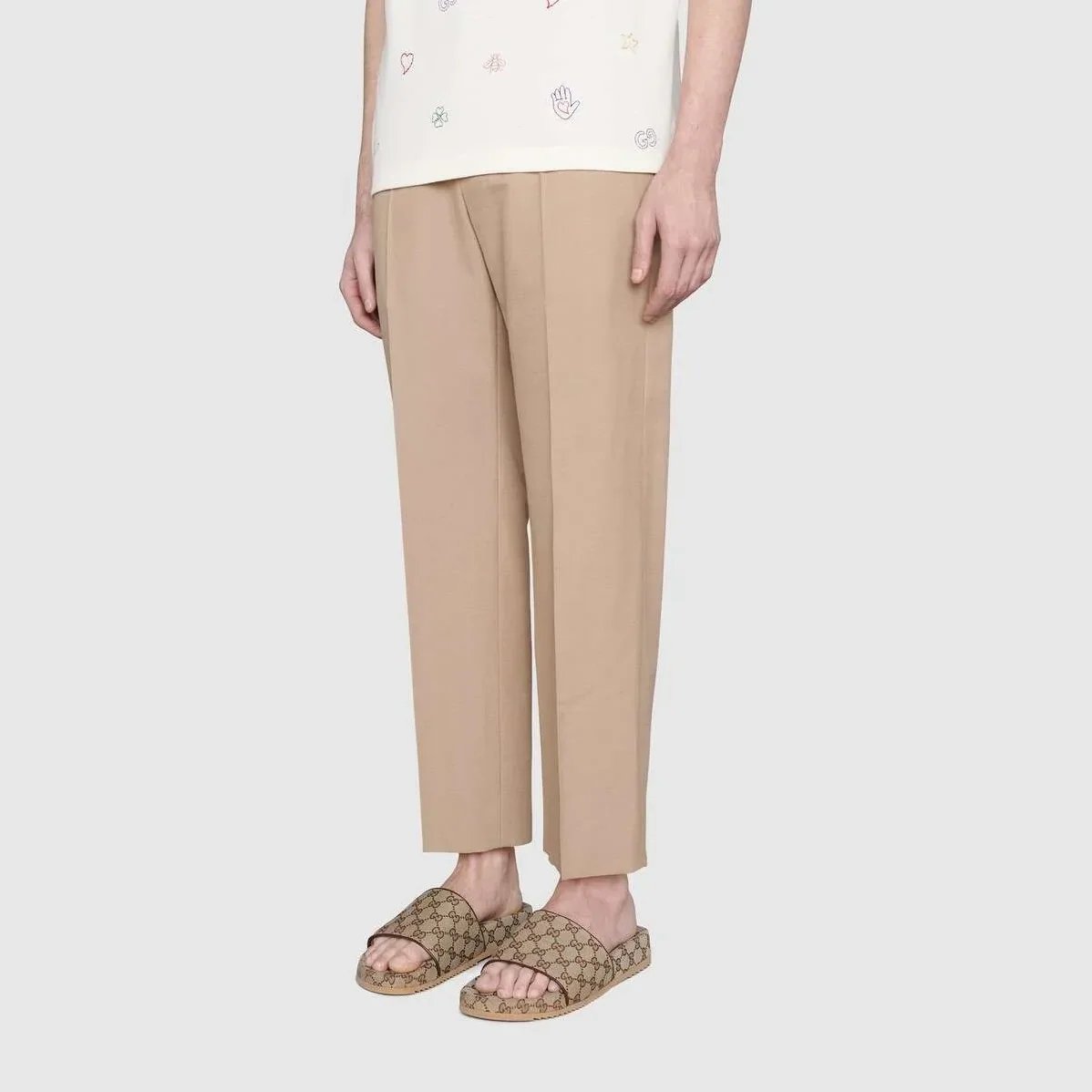 Gucci Beige & Brown for Men's in GG Slide Sandals