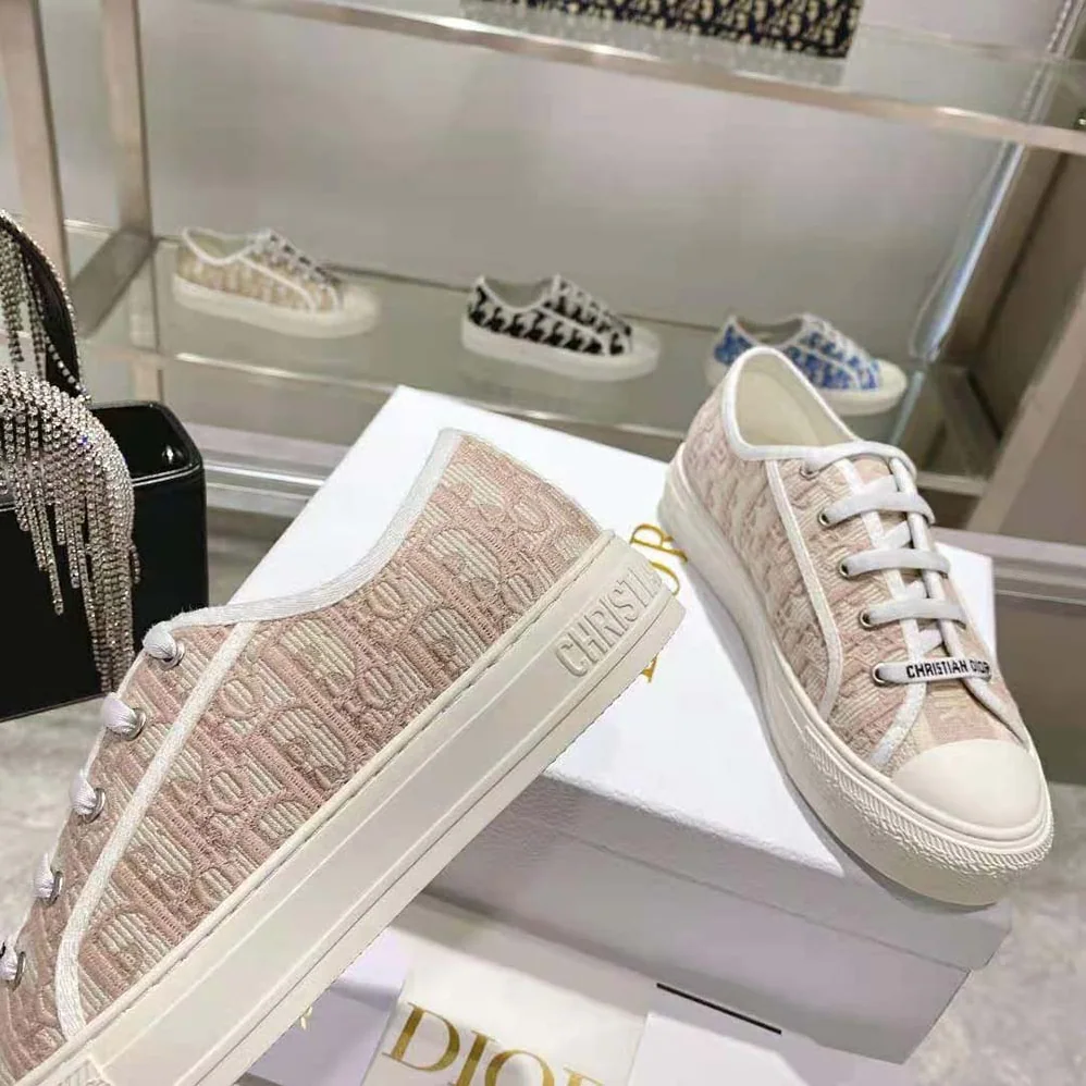 Dior Walk N Dior Sneaker Nude Dior Oblique Embroidered Cotton for Women Dior Walk N Dior Sneaker Nude Dior Oblique Embroidered Cotton for Women
