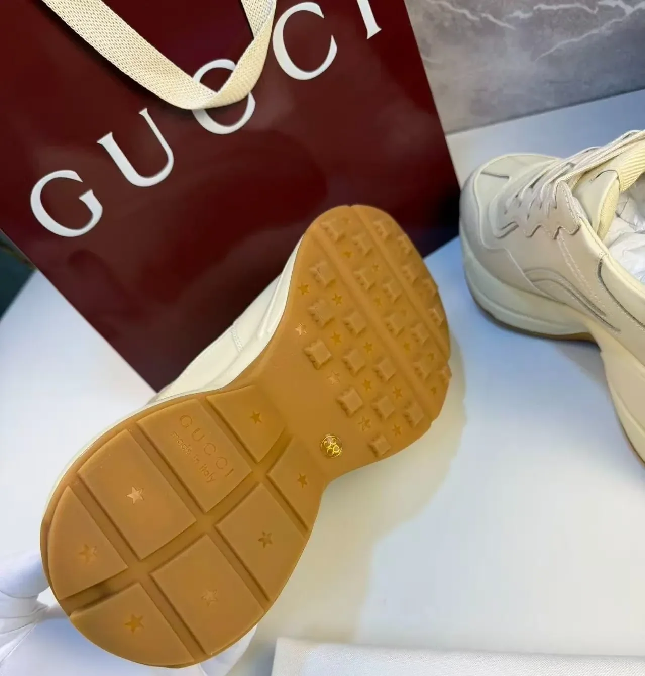 Gucci x Disney Rhyton Sneaker With Mickey Mouse Beige for Women