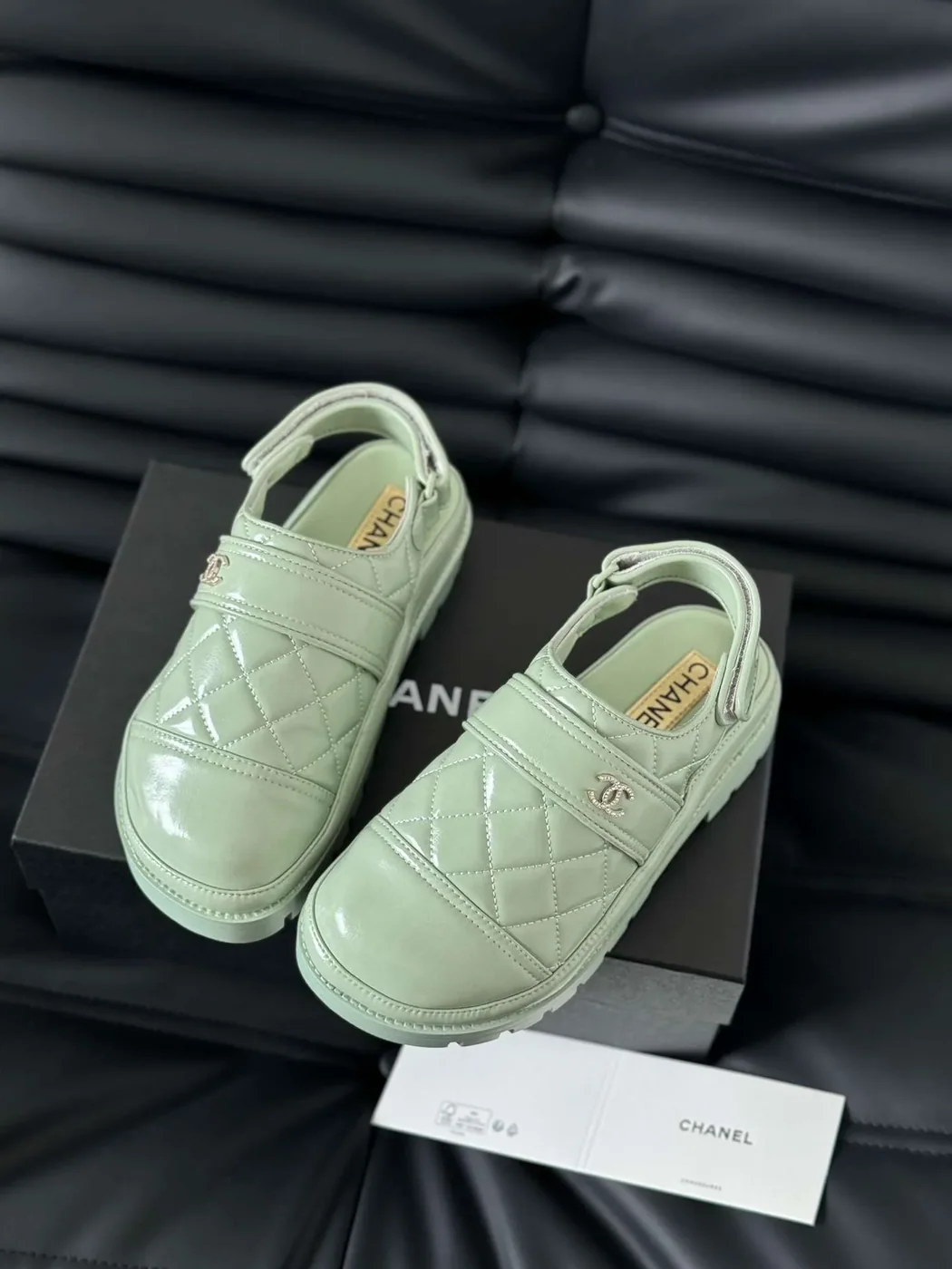 Chanel Velcro Sandal Green