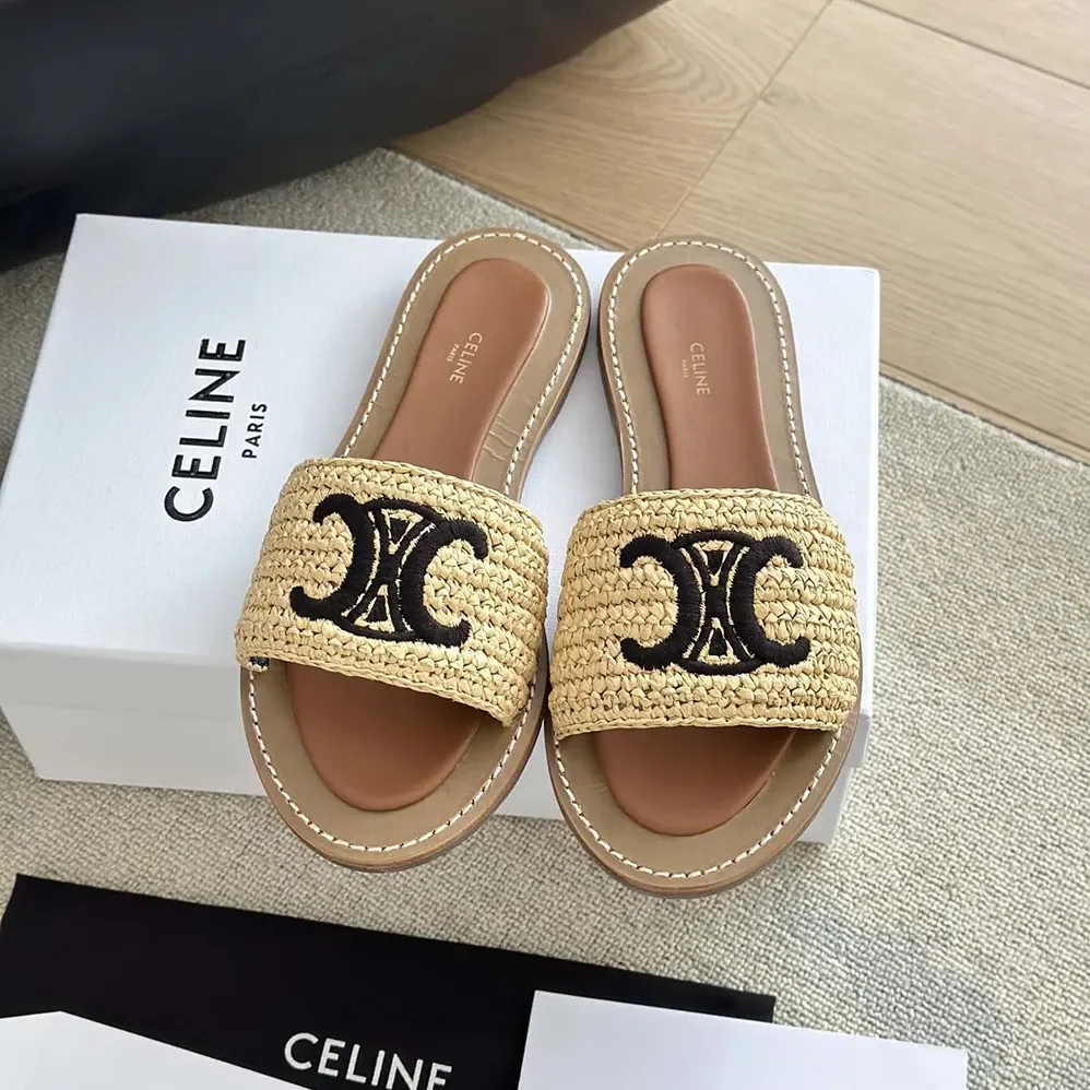 Celine Lympia Mule in Raffia for Women Celine Lympia Mule in Raffia for Women