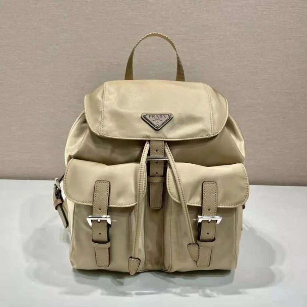 Prada Small Re-Nylon Backpack for Women in Beige