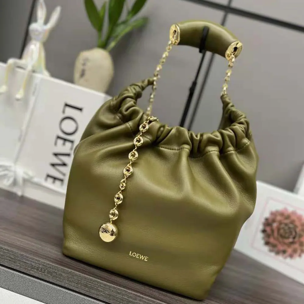 Loewe Small Squeeze Bag in Nappa Lambskin for Women in Dark Green