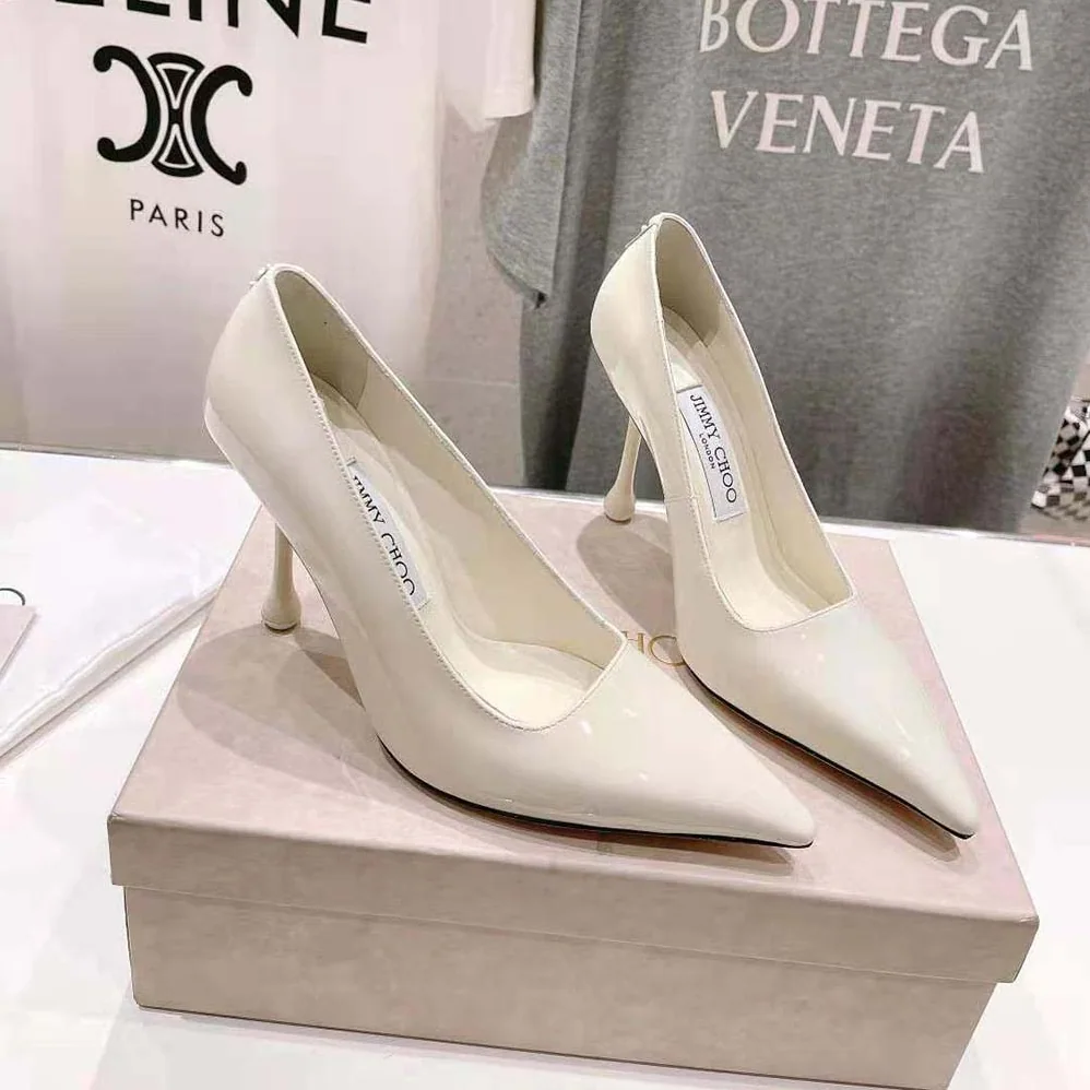 Jimmy Choo Ixia 95 Latte Patent Leather Pumps-IXIA95PAT for Women