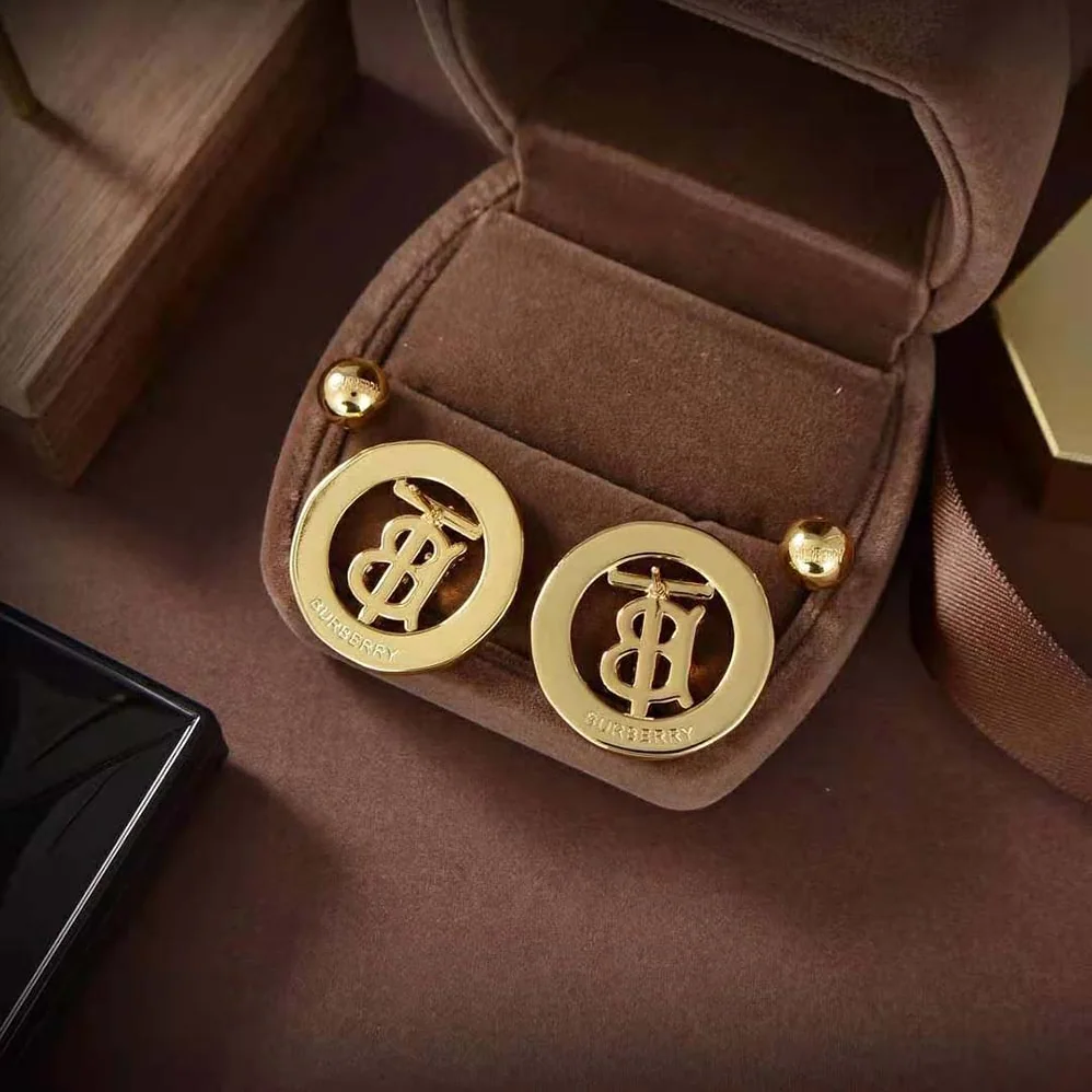 Burberry Crystal Detail Gold for Women in plated Monogram Motif Earrings Burberry Crystal Detail Gold for Women in plated Monogram Motif Earrings