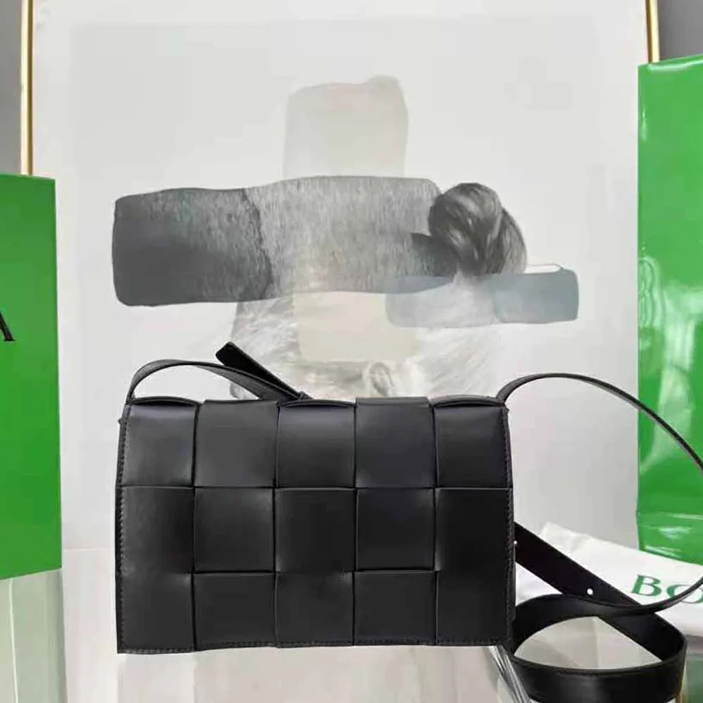 Bottega Veneta Cassette Intreccio Leather Cross-Body Bag for Women in Black